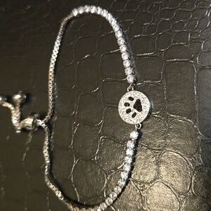 Silver plated cubic zercodian dog paw bracelet